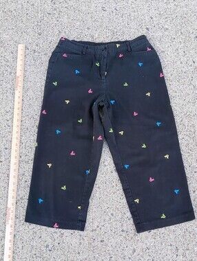 Counterparts Black Capris Pants with Multicolor Butterfly Embroiderysize 10